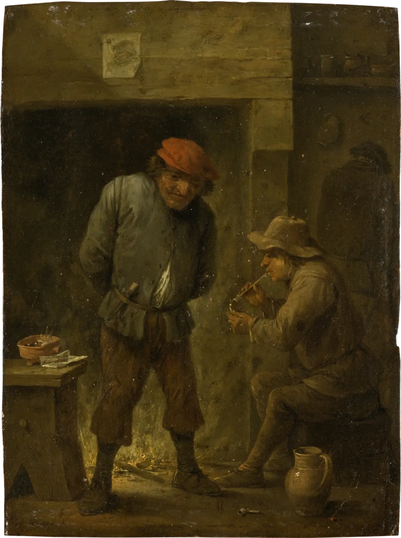Zwei Bauern am Kaminfeuer - David Teniers der Jüngere