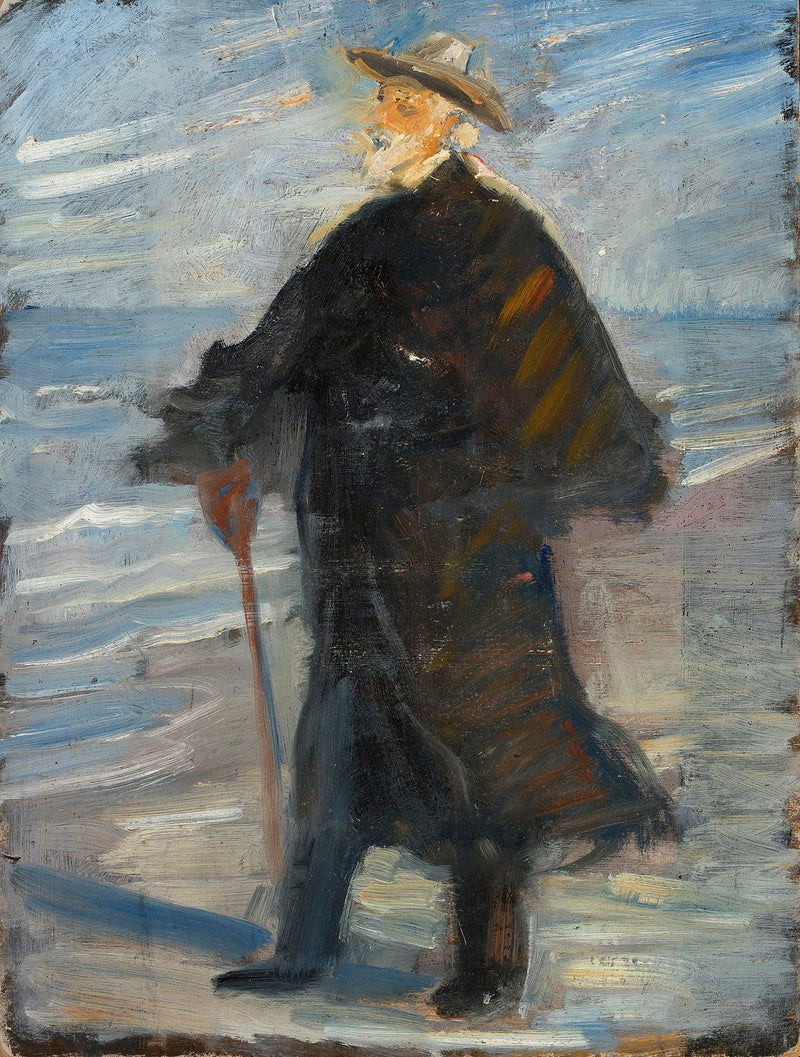 Drachmann am Strand - Michael Peter Ancher