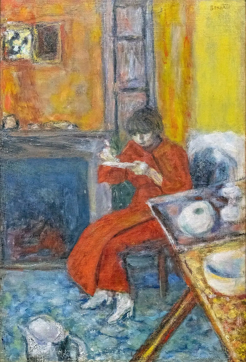 Frau im roten Morgenmantel - Pierre Bonnard