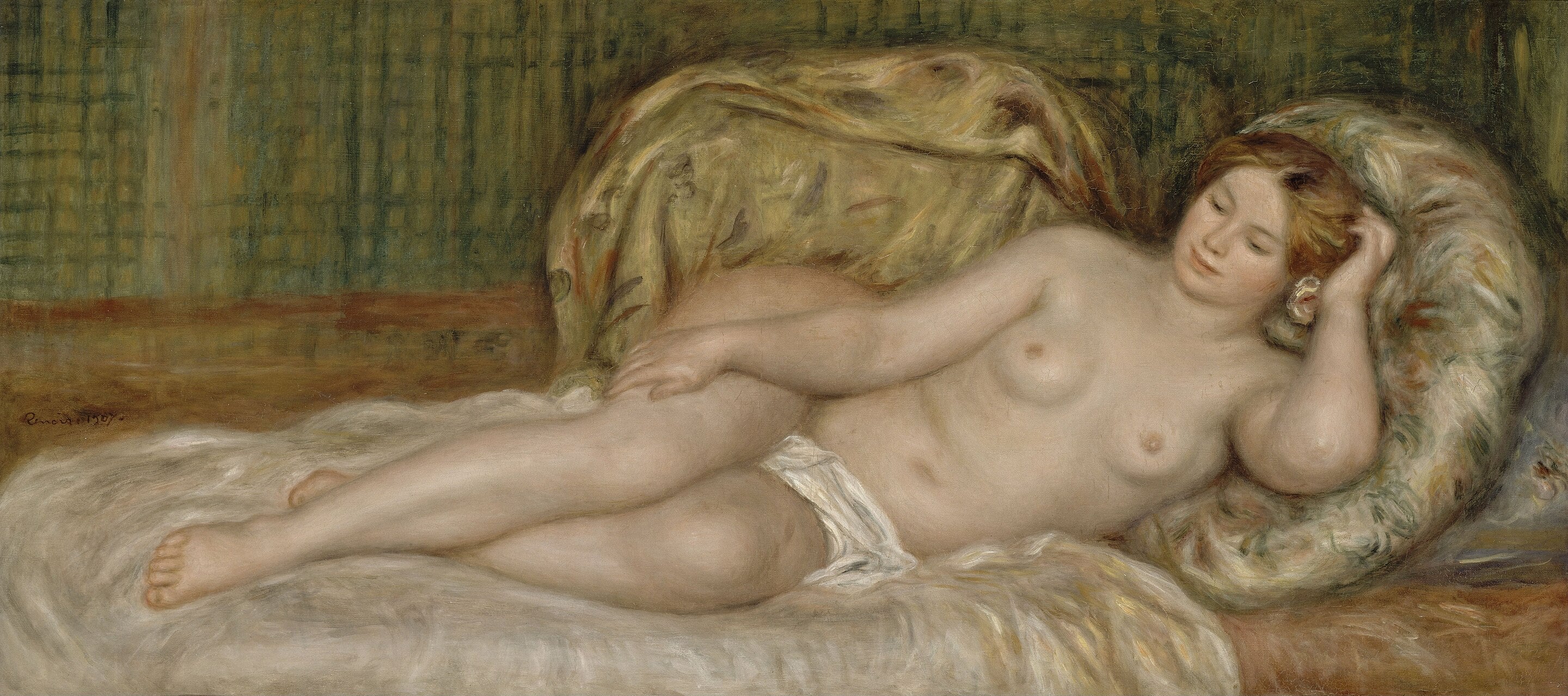 Reproduction du tableau « Femme nue (endormie) - Pierre-Auguste Renoir » par Alpha Reproduction en peinture à l’huile