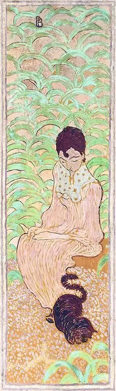 Frauen im Garten: sitzende Frau mit Katze - Pierre Bonnard