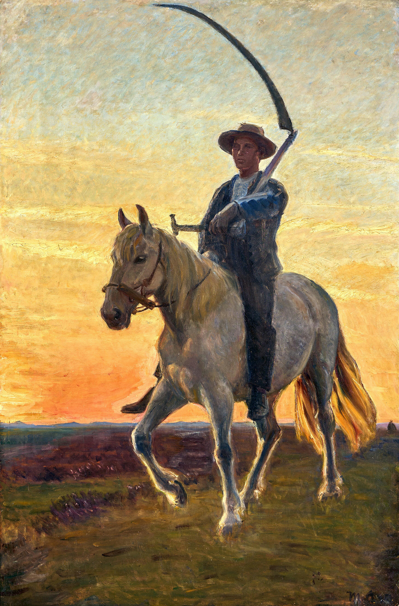 Junger Erntehelfer kehrt zu Pferd vom Feld zurück. – Michael Peter Ancher