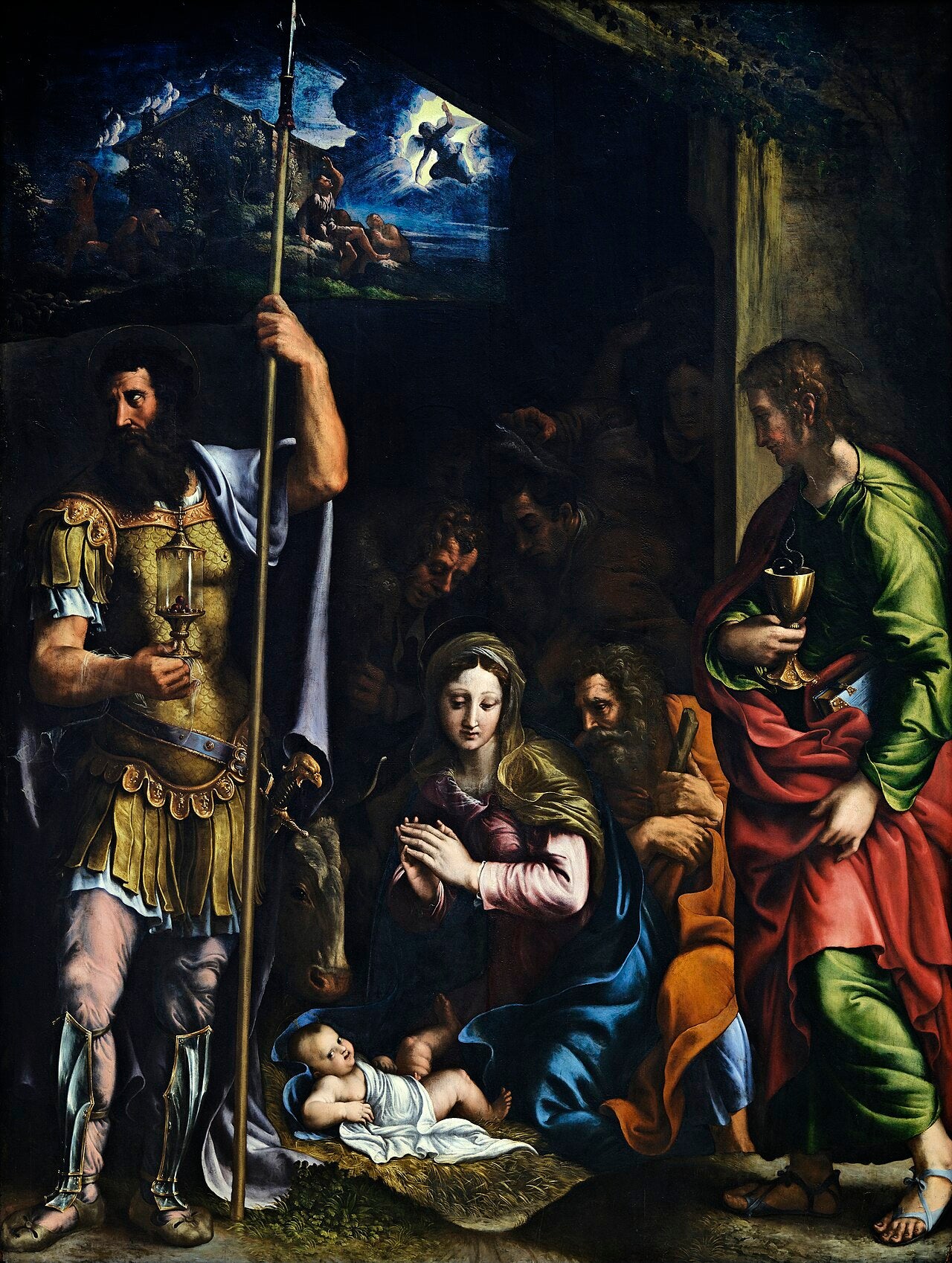 L'Adoration des bergers entre saint Longin et saint Jean l'Évangéliste - Giulio Romano