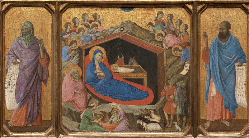 Die Geburt mit den Propheten Jesaja und Ezechiel - Duccio di Buoninsegna