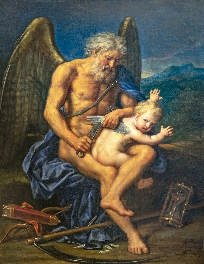Die schneidende Zeit, die den Flügeln der Liebe schneidet - Pierre Mignard