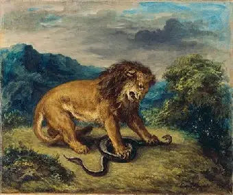 Der Löwe und die Schlange - Eugène Delacroix
