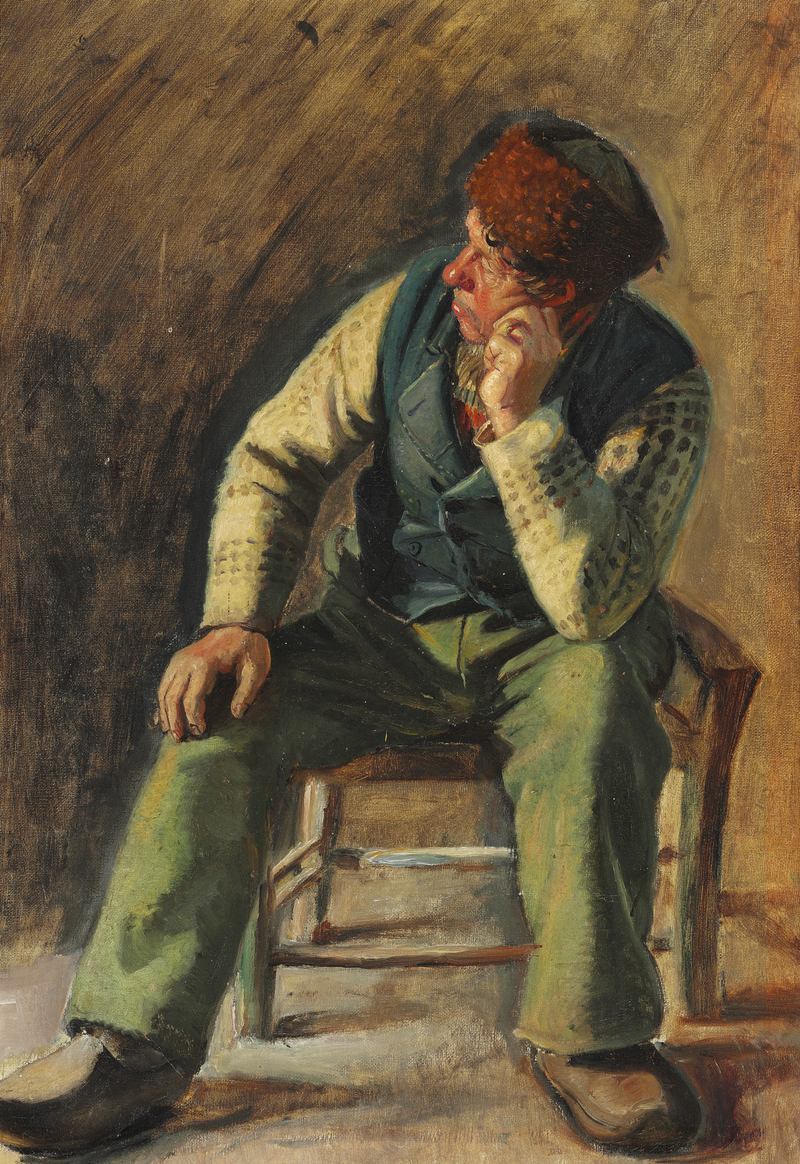 Fischer und Retter Lars Gaihede sitzt auf einem Stuhl. – Michael Peter Ancher