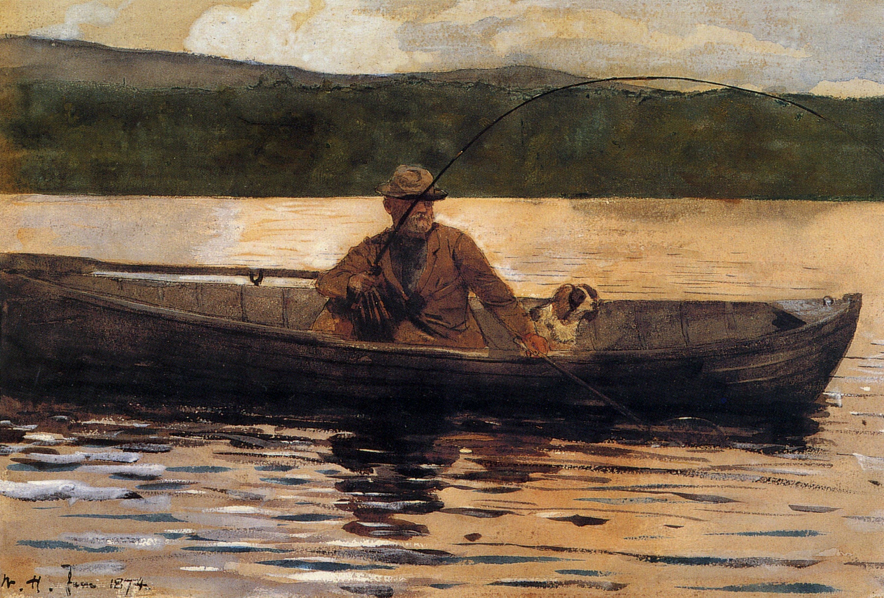 Le peintre Eliphalet Terry pêchant depuis un bateau - Winslow Homer