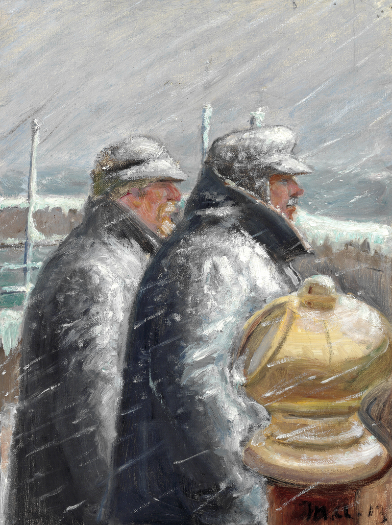 Der Pilot an Deck, Schneesturm. – Michael Peter Ancher