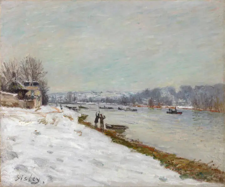 Die Uferpromenade von Billancourt - Schnee - Alfred Sisley
