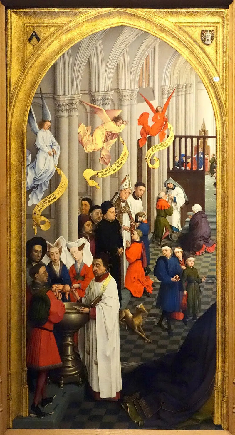 Die sieben Sakramente (linkes Paneel) - Rogier van der Weyden