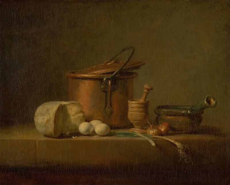 Stillleben mit Kupferschüssel, Käse und Eiern - Jean Siméon Chardin