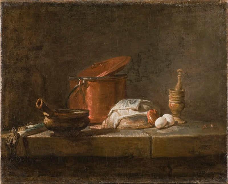 Stillleben mit Küchenutensilien und Gemüse - Jean Siméon Chardin