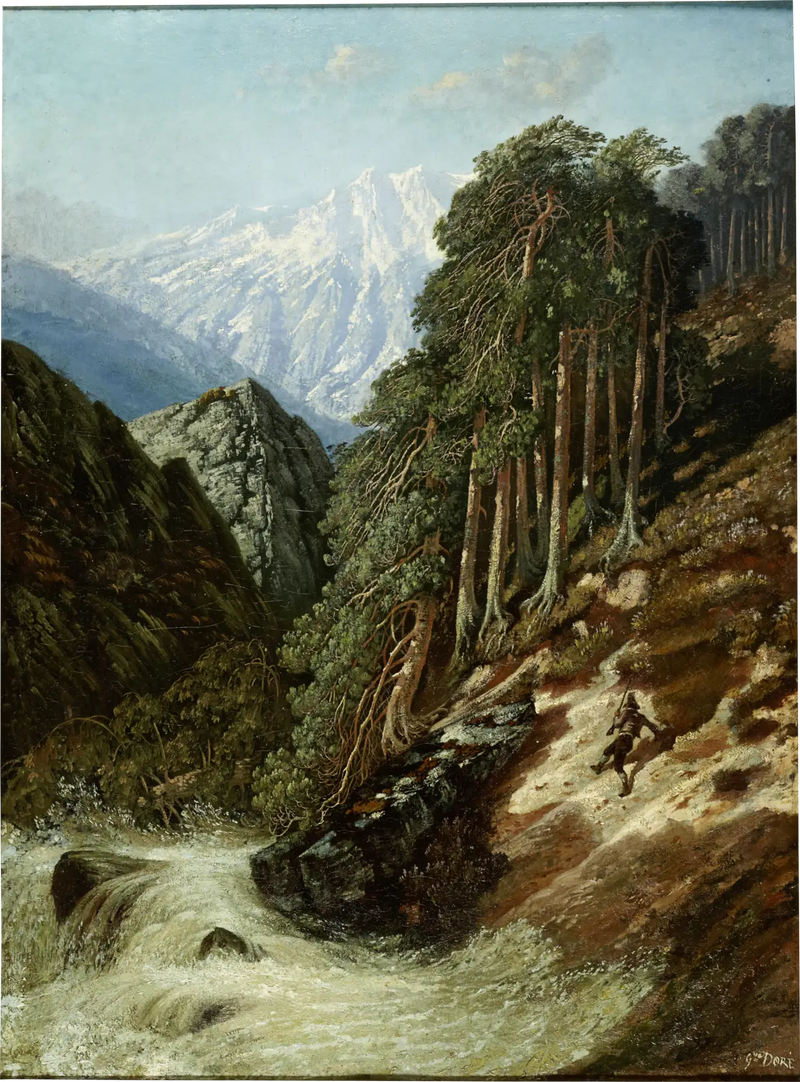 Alpenlandschaft mit Beck - Gustave Doré