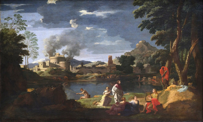 Landschaft mit Orpheus und Eurydike - Nicolas Poussin