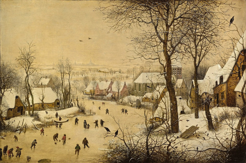 Winterlandschaft mit Schlittschuhläufern und Vogeltraps - Pieter Brueghel der Ältere