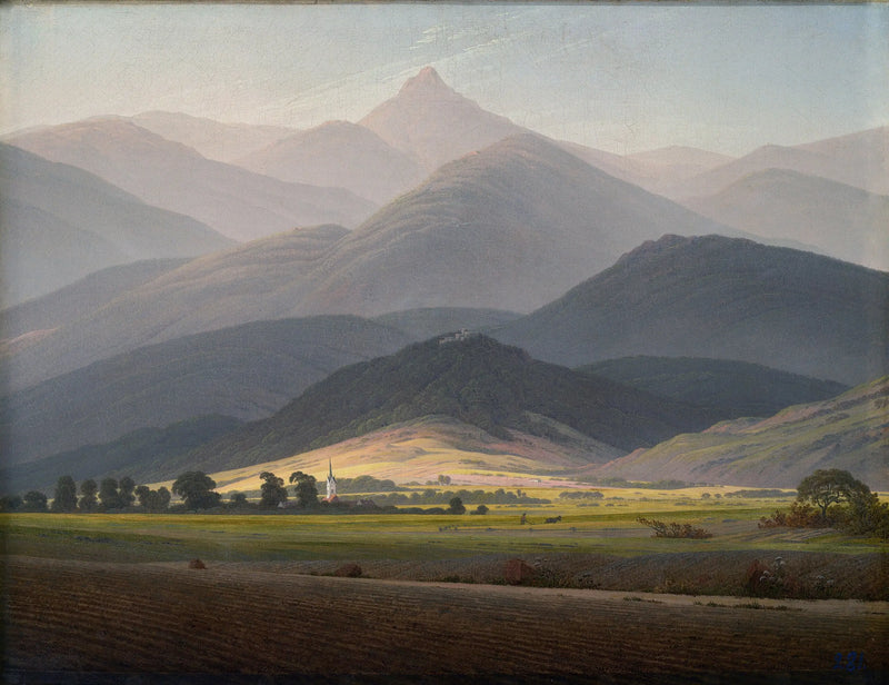 Landschaft mit Bergen - Caspar David Friedrich