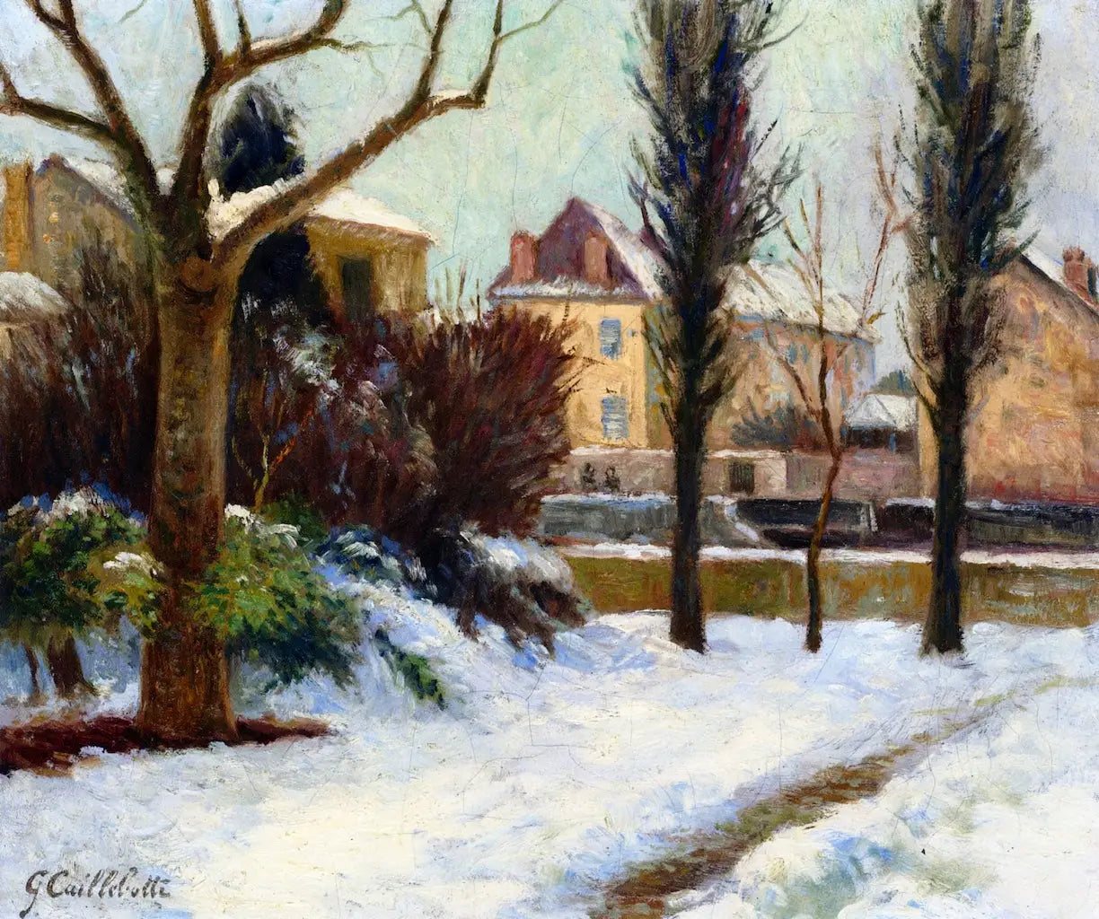 Reproduction du tableau « Paysage enneigé - Gustave Caillebotte » par Alpha Reproduction en peinture à l’huile