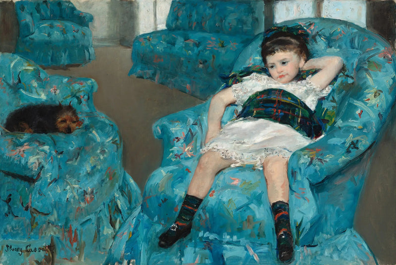 kleines Mädchen in einem blauen Sessel - Mary Cassatt