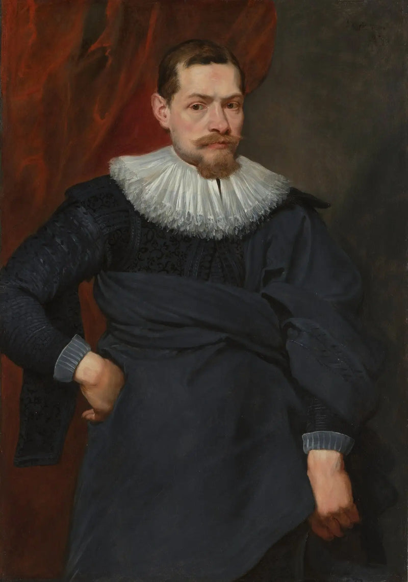 Porträt eines Mannes mit Erdbeere unstaubt - Antoine van Dyck