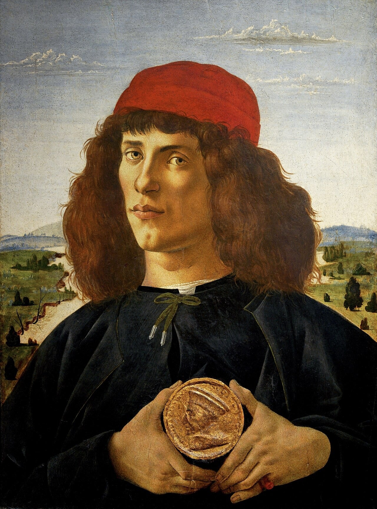 Porträt eines Mannes mit Medaille von Cosimo dem Alten - Sandro Botticelli