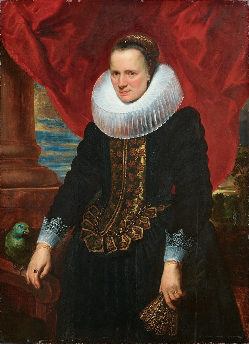 Portrait einer Frau mit einem Papagei - Antoine van Dyck