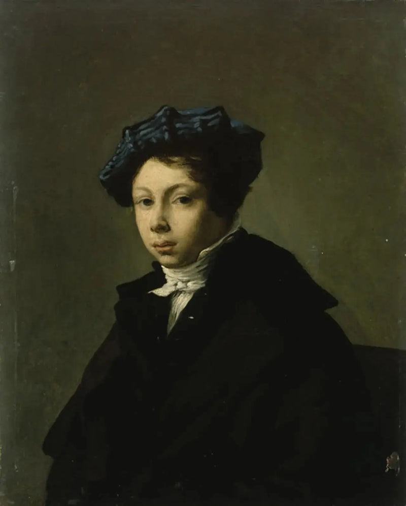 Porträt eines jungen Mannes mit einer blauen Baskenmütze - Eugène Delacroix