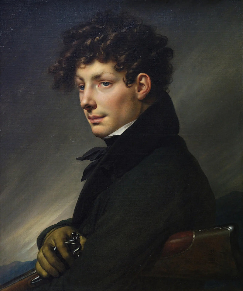 Portrait eines jungen Mannes im Jäger - Anne-Louis Girodet