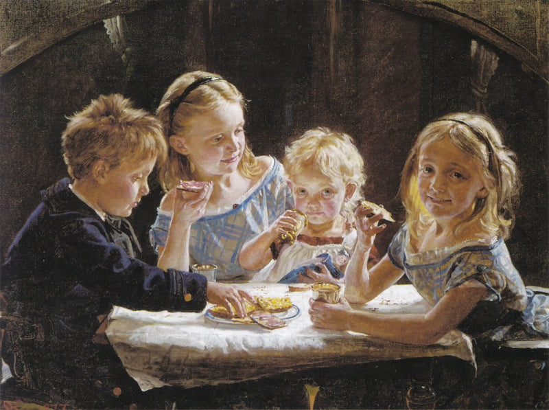 Vier Kinder beim Mittagessen. - Peder Severin Krøyer
