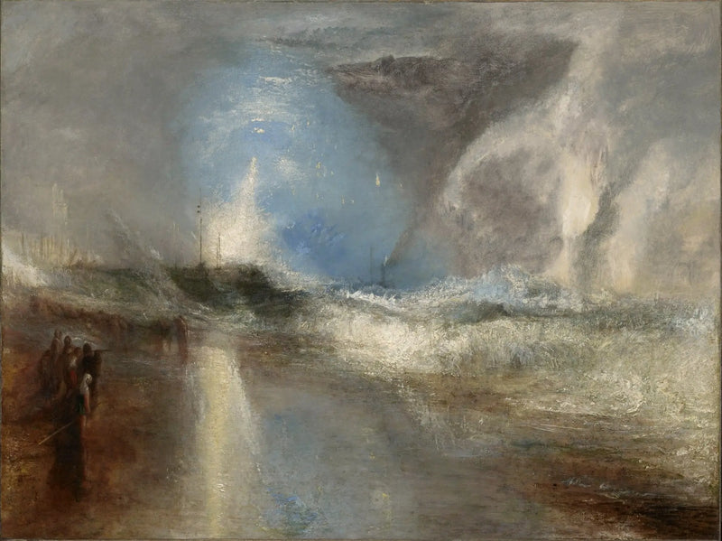 Raketen und blaue Lichter (Nah genug) um Dampfschiffe vor Untiefen zu warnen - J. M. W. Turner