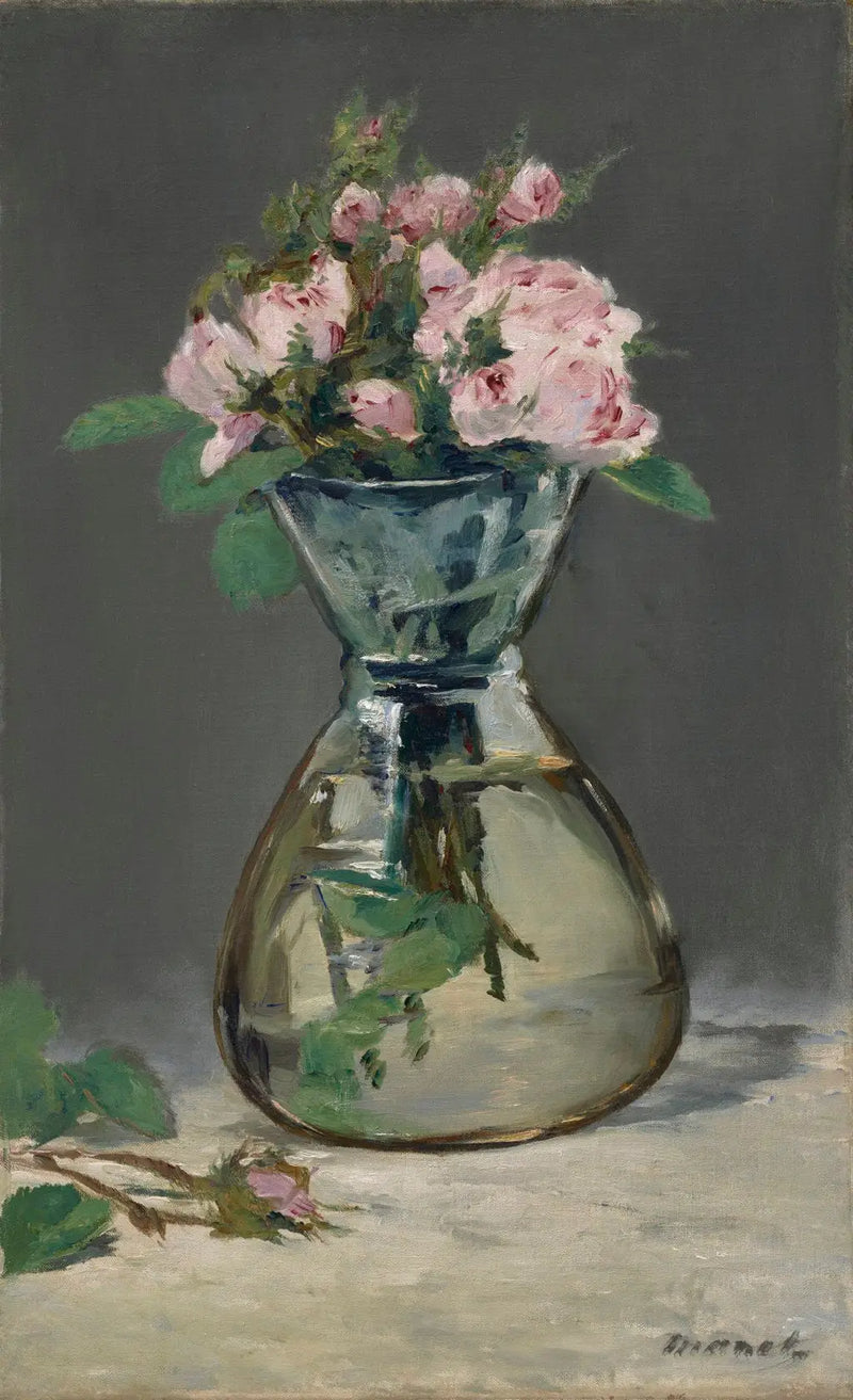 Moosrosen in einer Vase - Édouard Manet