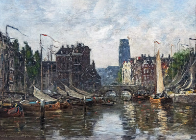 Reproduction du tableau « Rotterdam, le pont de la Bourse - Eugène Boudin » par Alpha Reproduction en peinture à l’huile