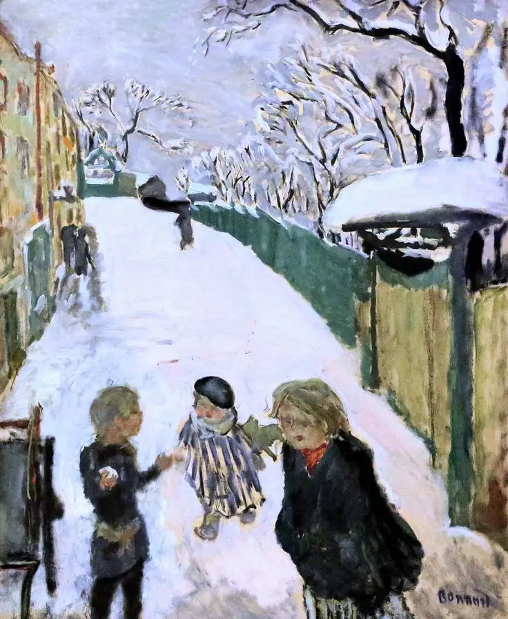 Straße im Schnee mit Kinderspiel - Pierre Bonnard