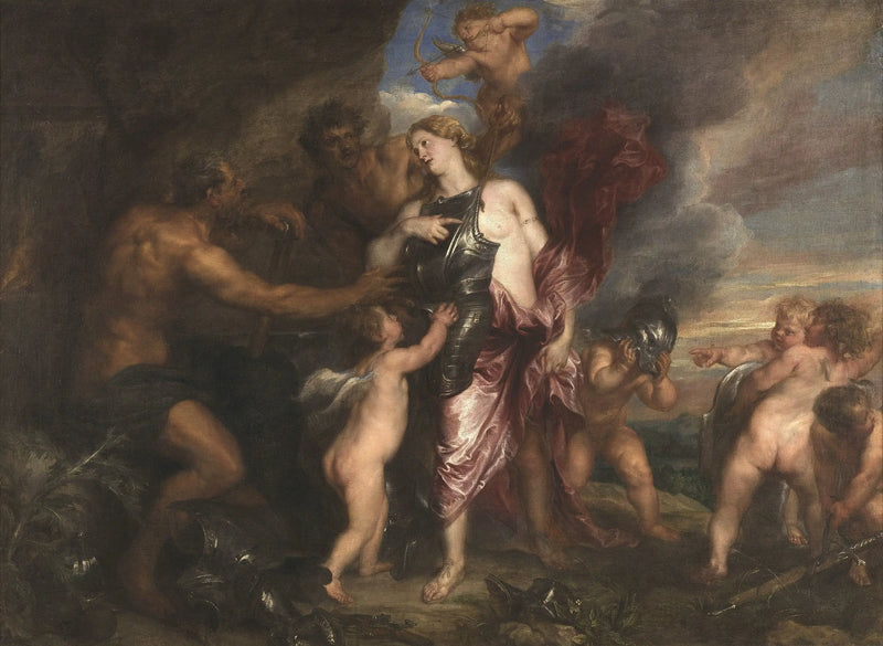 Thétis erhält die neue Rüstung des Achilles in der Schmiede von Vulkan - Antoine van Dyck