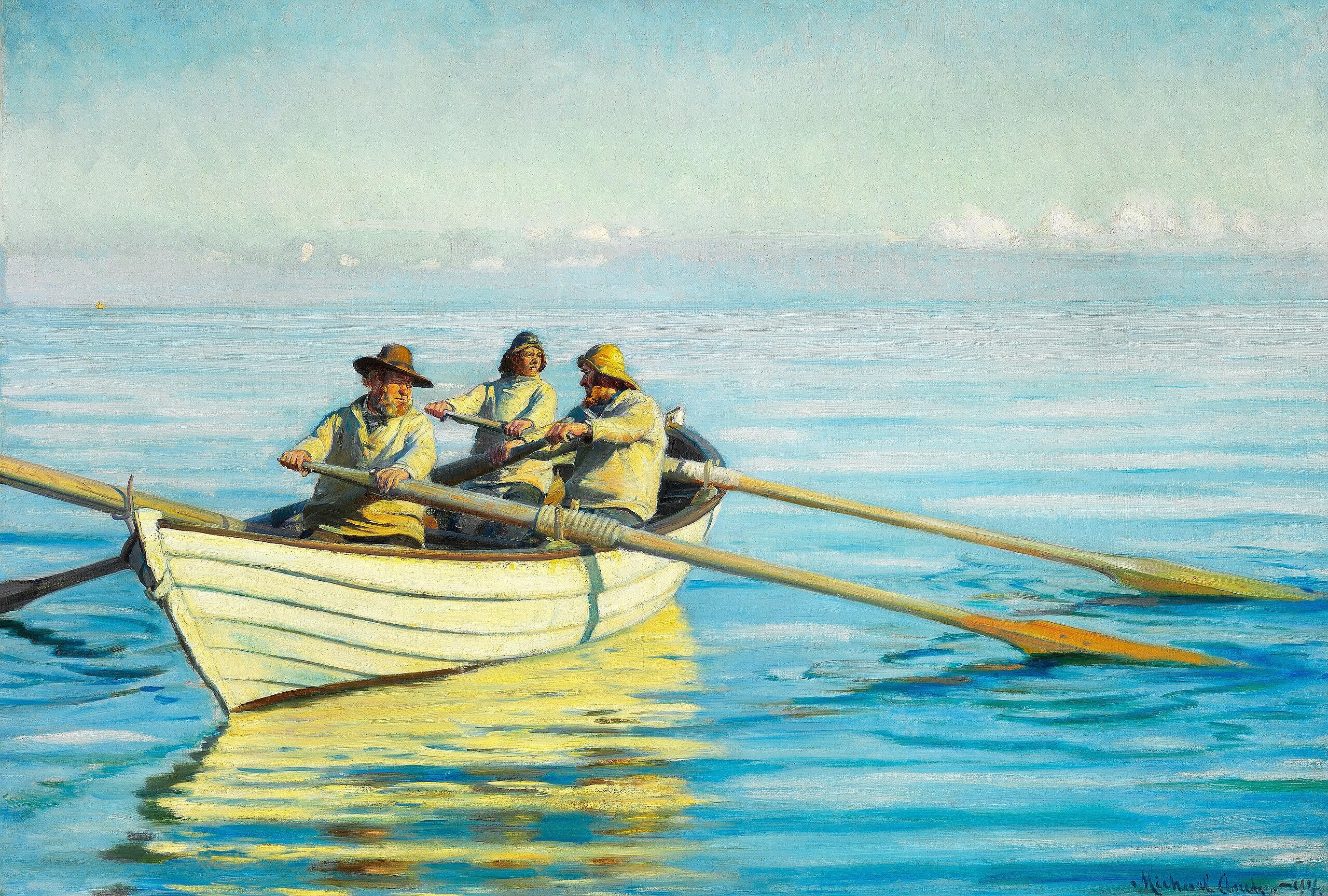 Drei Fischer in einem Boot. – Michael Peter Ancher