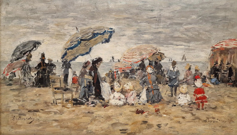 Trouville. Sonnenschirme am Strand - Eugène Boudin