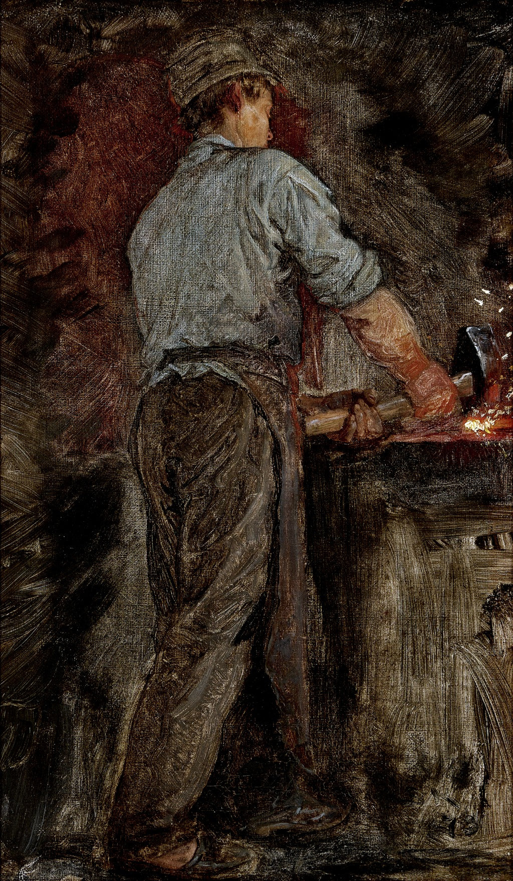 Ein Schmied. Im Stehen, von hinten gesehen. Studie. - Peder Severin Krøyer