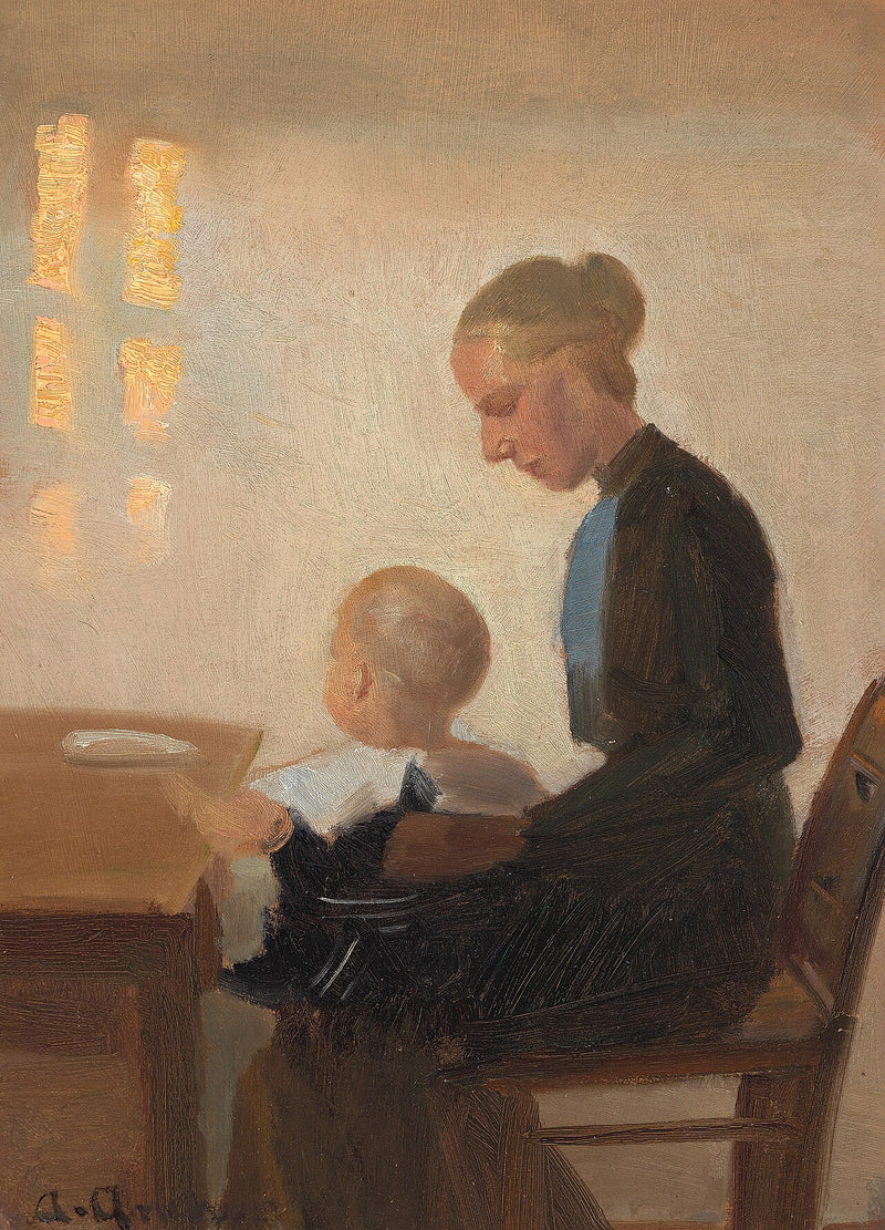 Ein Interieur mit einer Mutter und ihrem Kind. – Anna Ancher