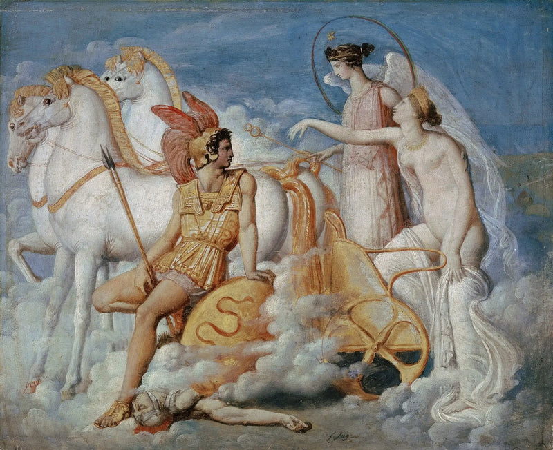 Venus, von Diomedes verwundet, kehrt zum Olymp zurück - Jean-Auguste-Dominique Ingres
