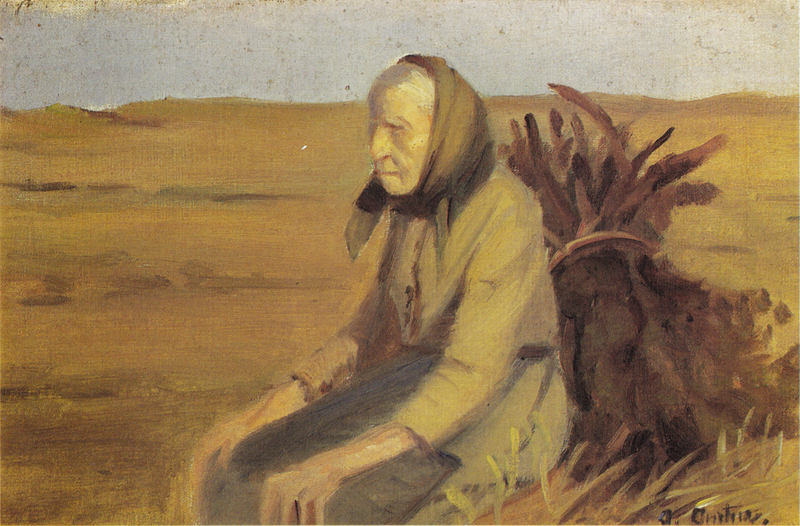 Alte Frau (Laurendse) mit einem Zweigstrauß - Anna Ancher