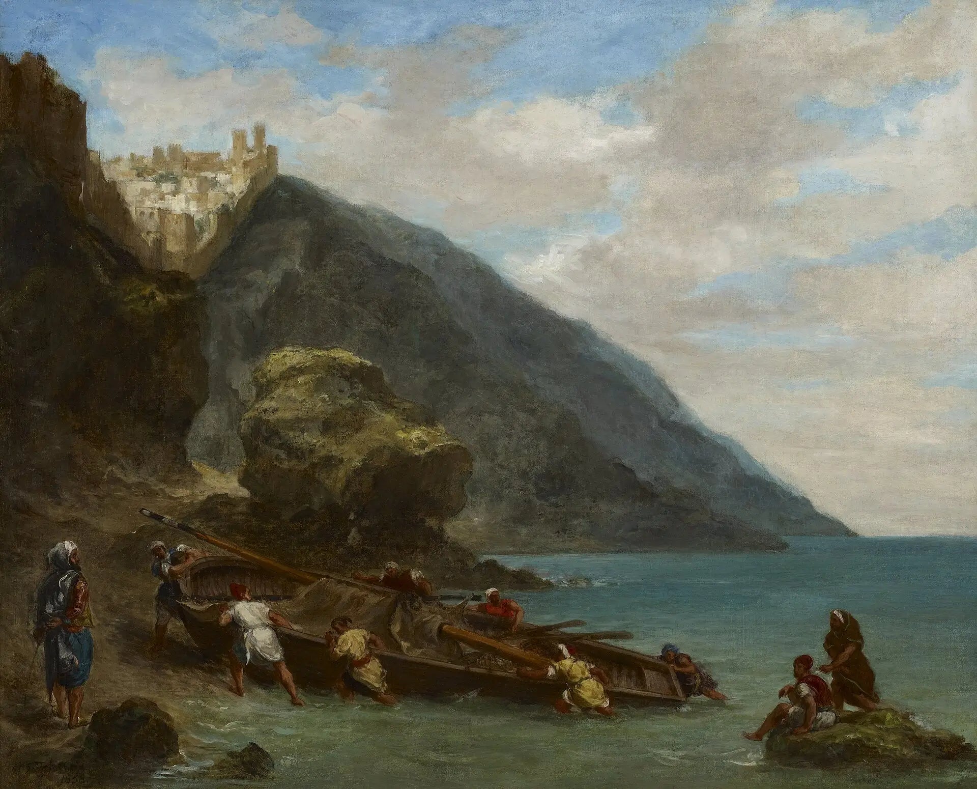 Reproduction du tableau « Vue de Tanger depuis le bord de la mer - Eugène Delacroix » par Alpha Reproduction en peinture à l’huile