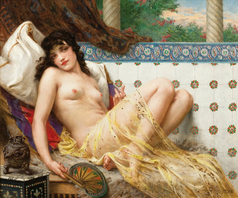 Odaliske mit Fächer - Guillaume Seignac