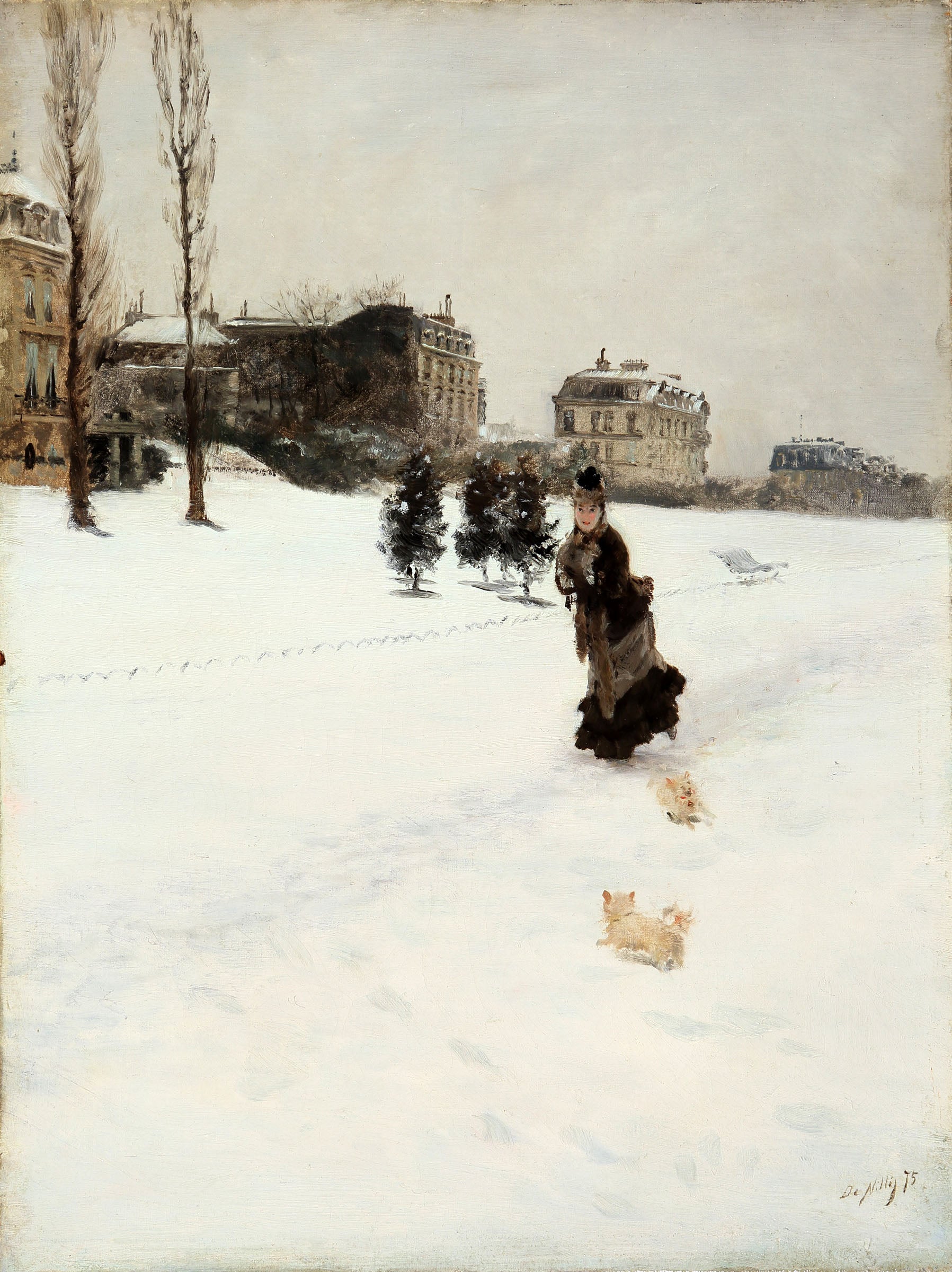 Sur le chemin enneigé - Giuseppe De Nittis - Alpha Reproduction