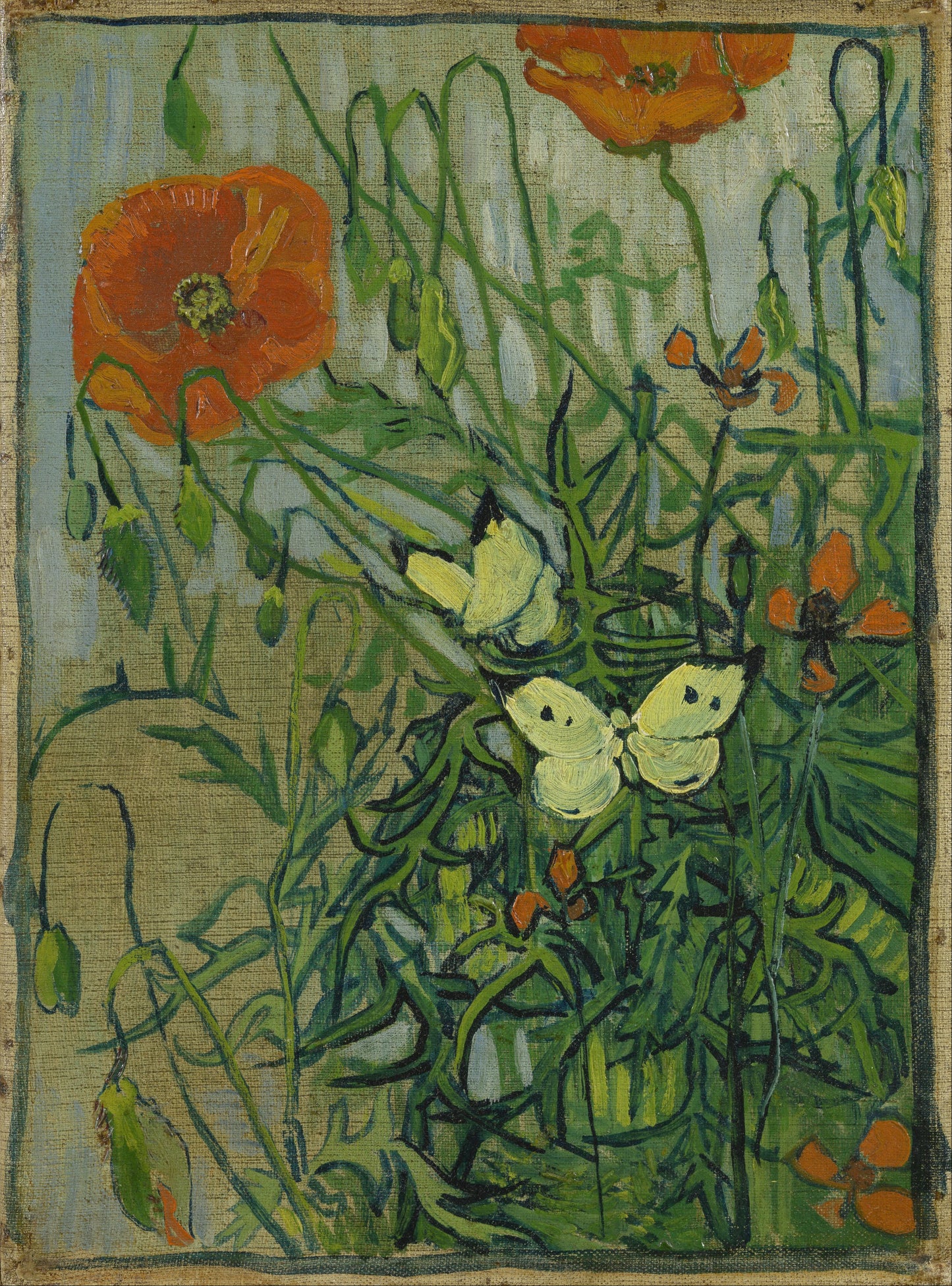 🦋 Schmetterlinge und Mohnblumen – Vincent van Gogh (1890)
