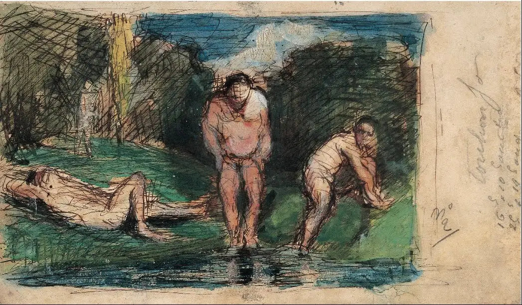 Reproduction du tableau « Baigneurs au repos - Paul Cézanne » par Alpha Reproduction en peinture à l’huile