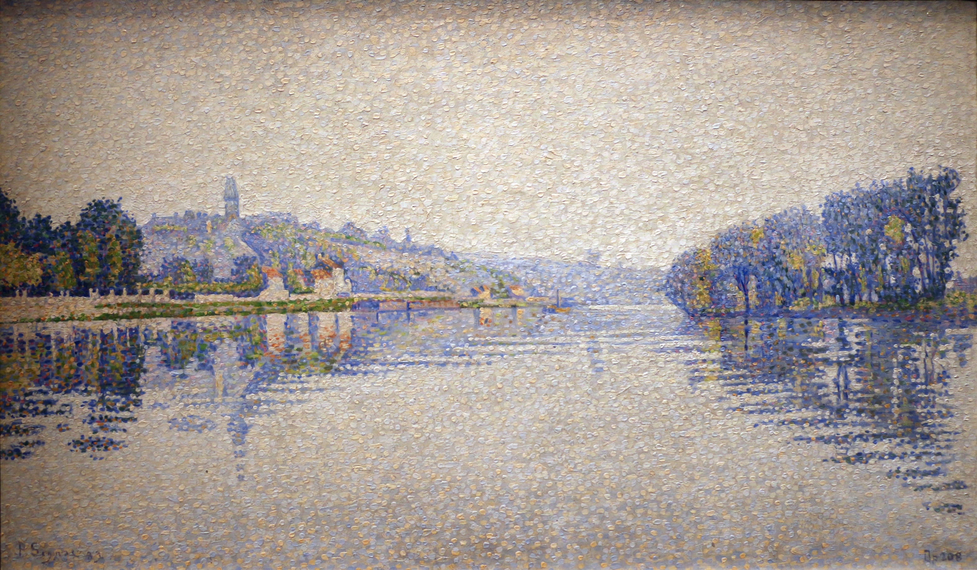 Reproduction du tableau « Bords de rivière, la Seine à Herblay - Paul Signac » par Alpha Reproduction en peinture à l’huile