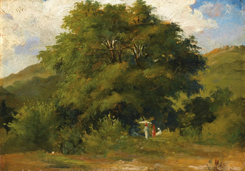 Landschaft mit Frauen unter einem großen Baum - Camille Pissarro