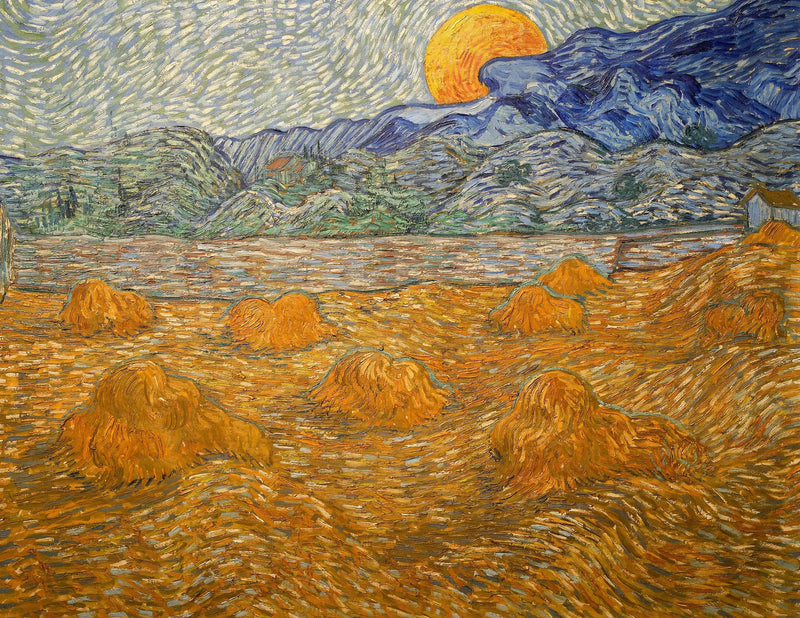 Landschaft mit Garben und aufgehendem Mond - Vincent van Gogh
