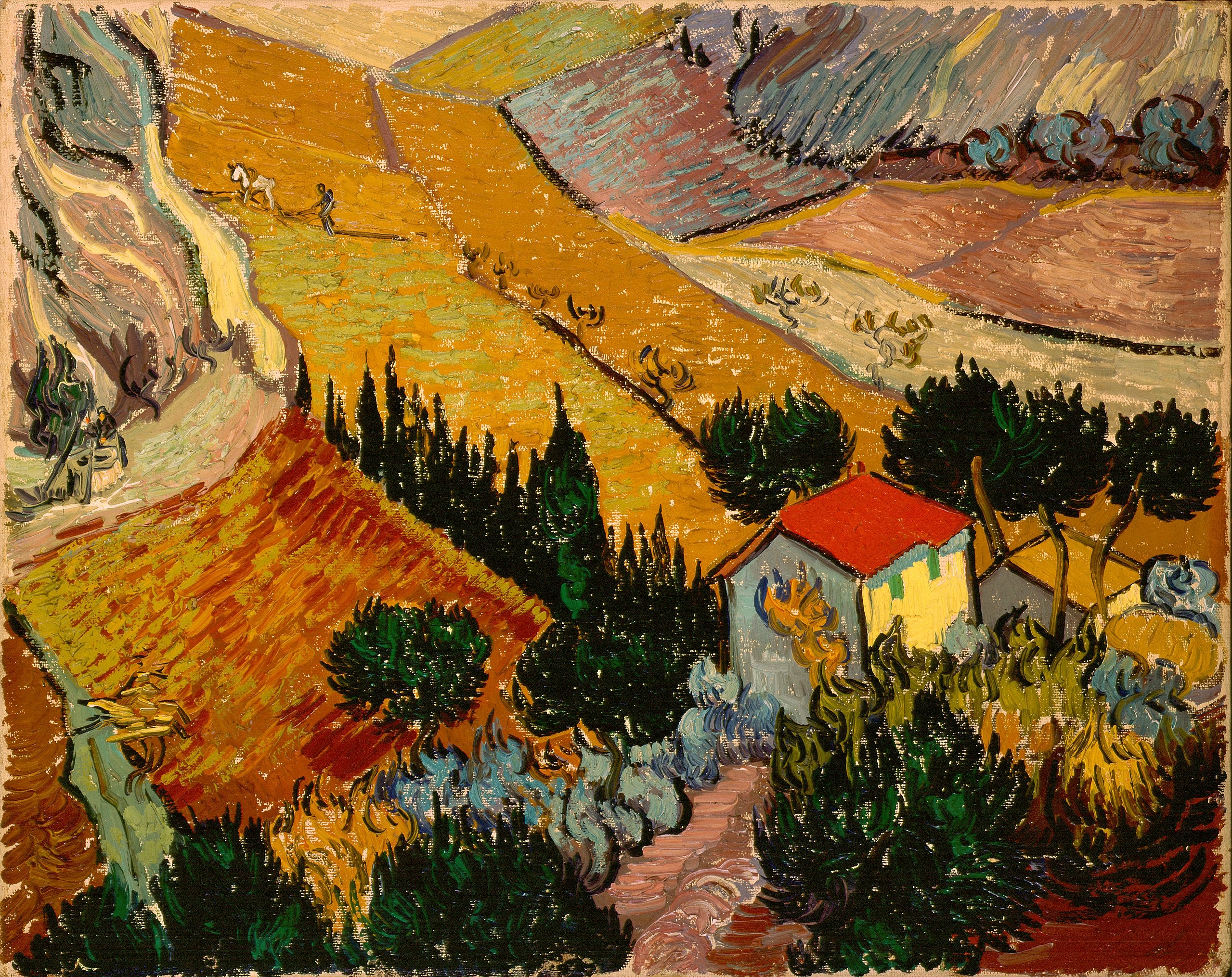 Landschaft mit einem Haus und einem Arbeiter - Vincent van Gogh