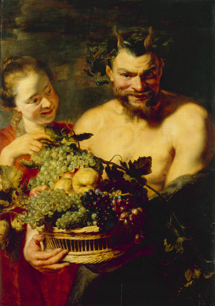 Satyre et fille au panier de fruits - Jacob Jordaens